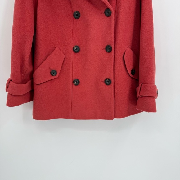 Talbots Womens Wool Coat Size 6 Rust Red Lined Double Breasted Winter Heavy - Picture 4 of 11